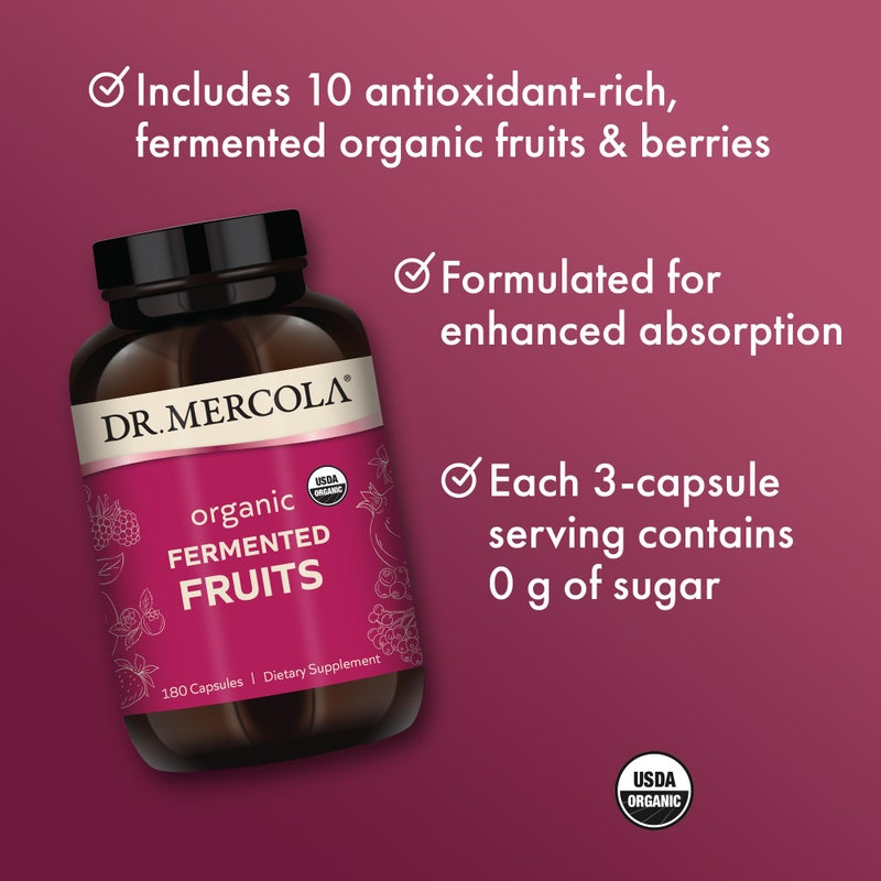 Dr. Mercola Organic Fermented Fruits, 30 Servings (180 Capsules), Dietary Supplement, Supports Immune Health, Non-GMO, Certified USDA Organic - Image 4